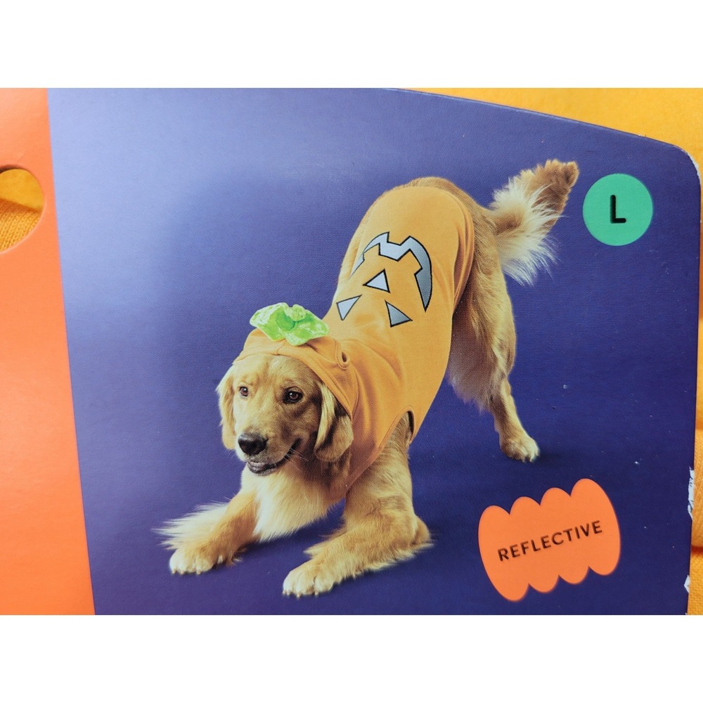 Boots & Barkley Pumpkin Sweatshirt Large Orange Reflective Halloween Dog Coat